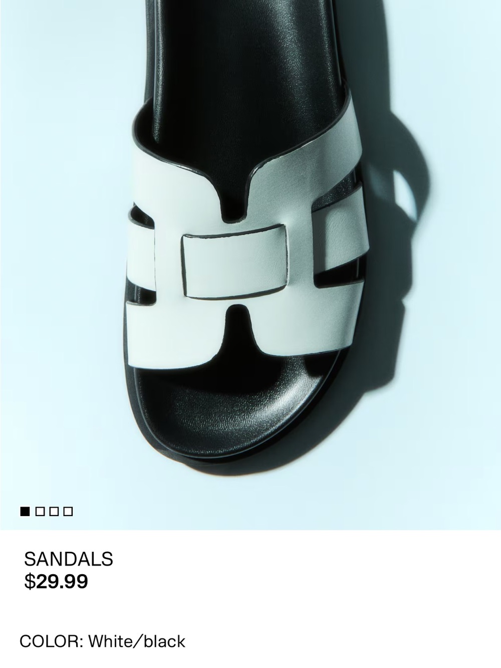 H&M White and Black Cutout Slide Sandals
